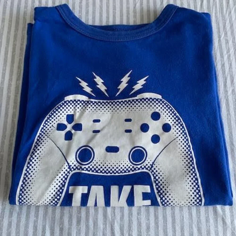 Boy's Children's Place Blue Take Control Gamer Graphic Tee Size 5/6 Blue cotton